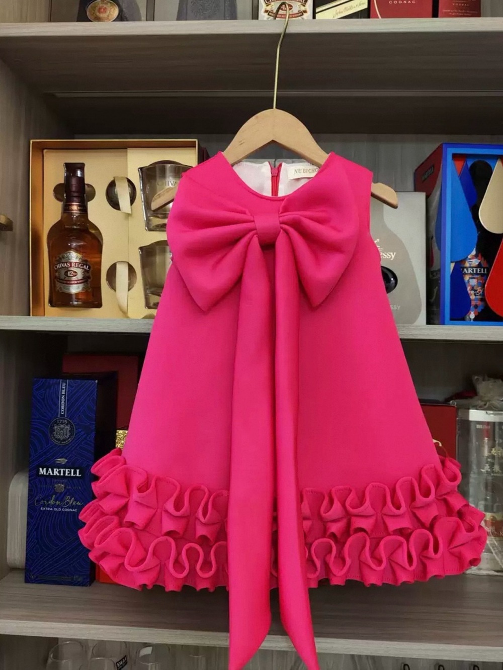 Baby Girls' Hot Pink Ruffle Bow Dress